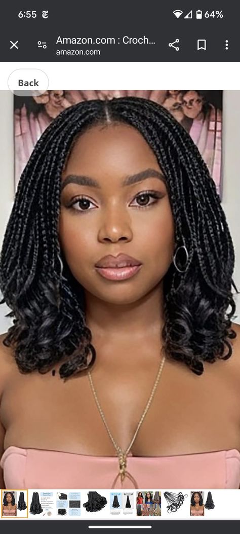 Short Crochet Braids Hairstyles Bobs, Shoulder Length Mini Braids, Micro Braid Bob, Box Braid Bob Shoulder Length, Knotless Twist Hairstyles, Half Cornrows Half Box Braids Black Women, Crochet Braid Styles Box Braids, Ways To Style Twists, Small Knotless Braids With Curls