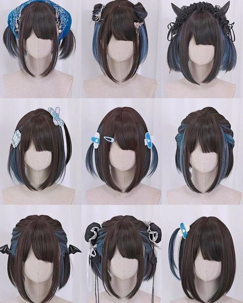 Emo Shag, Bob Black Women, Fluffy Bob, Harajuku Hair, Bob Black, Softball Hairstyles, Cosplay Hair, Kawaii Hairstyles, Hair Up Styles