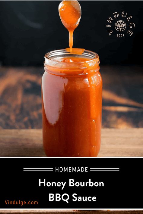 A homemade Honey Bourbon Barbecue Sauce recipe that has smoky flavor and a touch of sweet with honey versus brown sugar. Perfect BBQ Sauce for chicken wings or pork ribs!