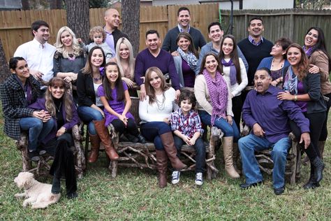 my family picture this christmas :) #familyphotography #purple Purple And Black Family Pictures Outfits, Purple Family Pictures, Dark Purple Color Palette, Group Family Pictures, Large Family Portraits, My Family Picture, Extended Family Photography, Family Photo Colors, Extended Family Photos