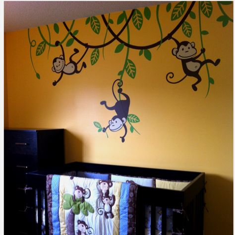 AHHHHH I love it!!!!! Monkey Room, Monkey Nursery, Baby Gifts To Make, Baby Olivia, Twins Room, Kids Area, Baby's Room, Misha Collins, Inspiration For Kids