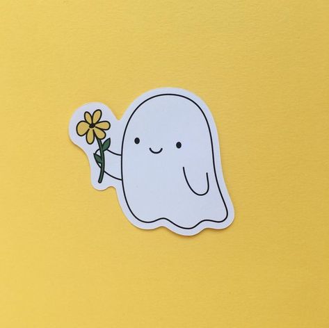 Sticker Design Inspiration, Ghost Tattoo, Cute Easy Doodles, Cute Doodles Drawings, Handmade Sticker, Book Art Diy, Notebook Laptop, Sticker Cute, Mini Drawings