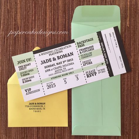 Concert Ticket Invitation, Apple Orchard Wedding, Ticket Wedding Invitations, Festival Themed Wedding, Bat Mitzvah Party, Orchard Wedding, Concert Ticket, Birthday Bar, Wedding Invitation Samples