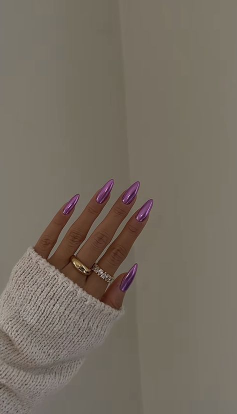 Lavender Purple Chrome Nails, Dark Purple Nails With Chrome, Purple Chrome Nails By Skin Tone Range, Bright Purple Chrome Nails, Purple Aura Nails Chrome, Purple Chrome Nails, Color Inspo, Chrome Nails, Beautiful Nails