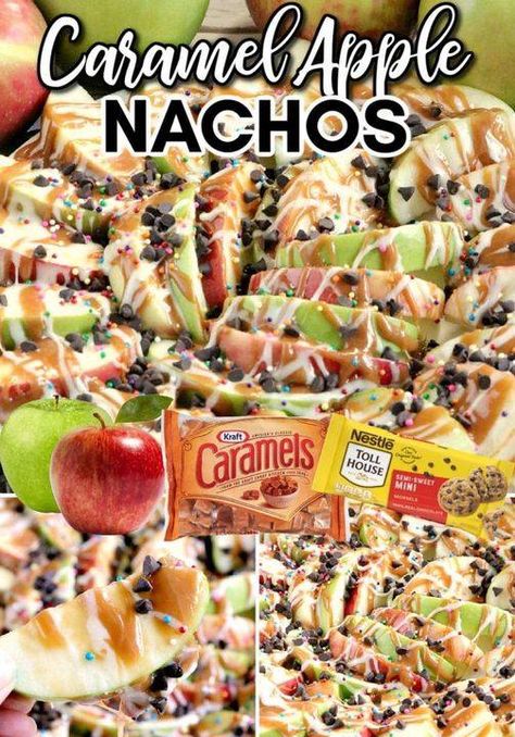 INGREDIENTS • 30 large marshmallows • 5... - Heavenly Recipes Caramel Apple Snacks, Apples With Caramel, Caramel Apple Nachos, Caramel Apple Recipe, Healthy Caramel Apple, Apple Nachos Recipe, Large Marshmallows, Chocolate Caramel Apples, Apple Nachos