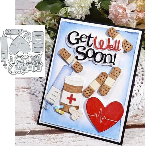 Spring Cards Handmade Simple, Heart Surgery Cards Get Well Soon, Get Well Soon Cards Handmade, Embossing Projects, Balloon Butterfly, Beautiful Cursive Fonts, Diy Invitation Card, Get Well Soon Cards, Gift Balloon