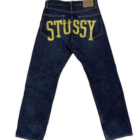 Evisu Jeans Outfit, Aesthetic Clothes Png, Stussy Clothing, Embroidery Jeans Diy, Nyc Fits, Custom Jeans, Shirt Design Inspiration, Jeans Diy, Trendy Fashion Outfits