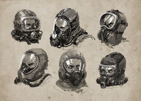 Mask Concept, Breathing Apparatus, Military Helmet, Breathing Mask, Concept Draw, Apocalypse Art, Concept Art Character, Concept Artist, Masks Art