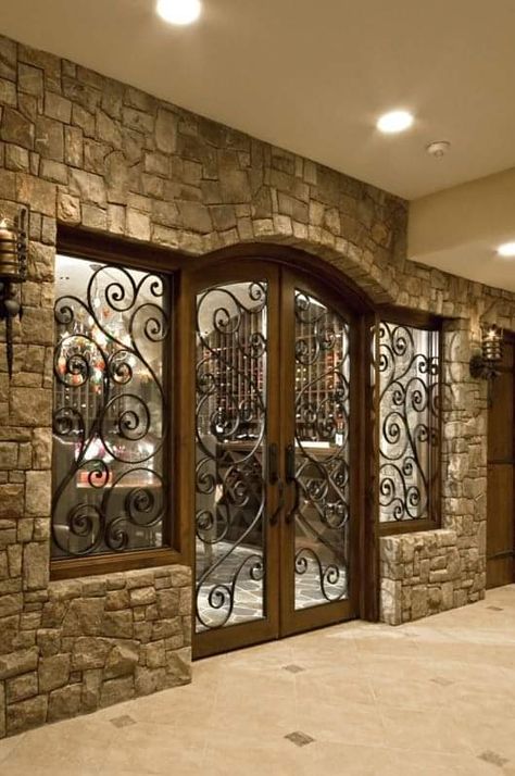 Pintu Interior, French Front Doors, Iron Door Design, Elegant Doors, Grill Door Design, Wine Cellar Design, Entrance Door Design, Wrought Iron Doors, Entrance Design