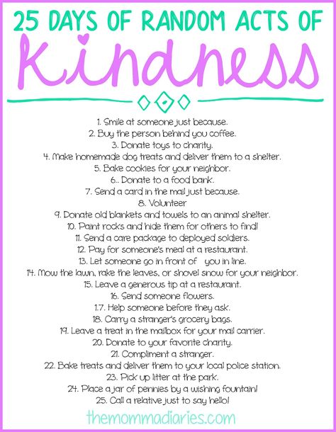 Random Acts of Kindness, Random Acts of Kindness Ideas, Random Acts of Kindness for Kids Random Acts Of Kindness Ideas, Acts Of Kindness Ideas, Kindness For Kids, Community Service Ideas, Kindness Ideas, Kindness Projects, Letting Someone Go, Kindness Challenge, Kindness Activities