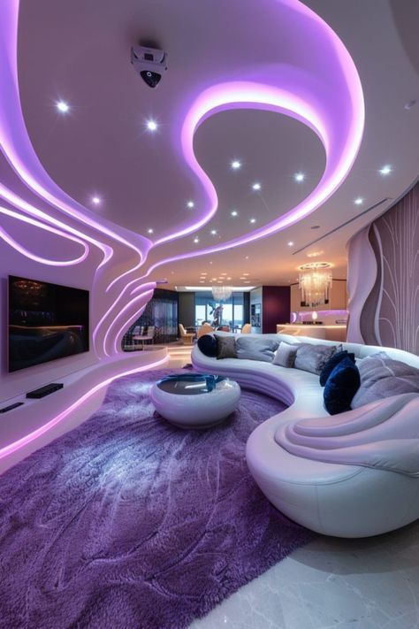 Futuristic Room Aesthetic, Futuristic Living Room Ideas, Futuristic Couch, Living Room Futuristic, Tech Interior Design, Fantasy Living Room, Unconventional Aesthetic, Futuristic Rooms, Exploring Abandoned Places