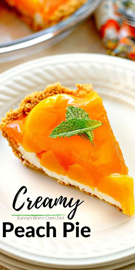 Creamy Peach Pie Church Desserts, Peach Jello, Homemade Strawberry Sauce, Peach Desserts, Easy Pie, Canned Peaches, Peach Pie, Peach Recipe, Delicious Pies