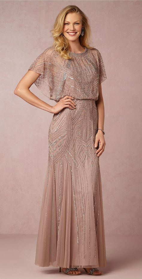 Absolutely beautiful beaded mother-of-the-bride dress in rose mauve with beading. New at @BHLDN Boho Mother, Claudia Dress, Mother Of The Bride Dresses Long, Mother Of Bride Outfits, Mother Of The Bride Gown, Mother Wedding Dress, Mother Of Groom Dresses, Mother Of The Bride Outfit, Bride Groom Dress