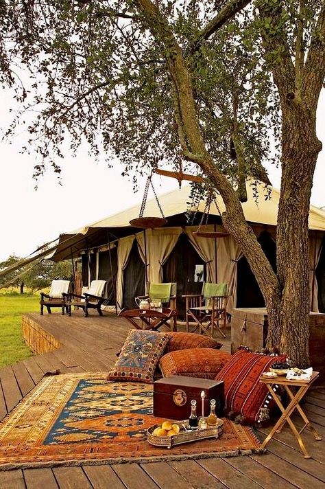 Luxury African Safari, Garden Board, Romantic Camping, Tented Camp, Tent Living, Safari Tent, Luxury Safari, Luxury Tents, Safari Lodge