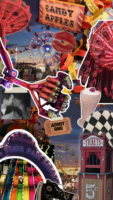 #carnival #statefair #aesthetic #vintage #shuffles #fair #summermoodboard #summeraesthetic #fallvibe Vintage County Fair Aesthetic, Carnival Food Stand Aesthetic, Carnival Mood Board, Vintage Carnival Aesthetic, Fair Aesthetic Wallpaper, Manifestation Scrapbook, Carnival Aesthetic Vintage, State Fair Aesthetic, Moon Carnival