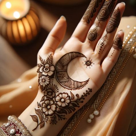 Simple new mehndi design Moon Mehendi Designs, Moon Mehndi, New Mehndi Designs Images, Mehendi Designs Bridal, Brides Mehndi, Mehendi Designs For Hands, Mehendi Bridal, Design Mehendi, New Mehndi Design