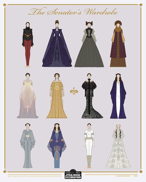 Star Wars Celebration Anaheim 2022 Art Show Revealed | StarWars.com Padme Costume, Star Wars Print, Star Wars Dress, Queen Amidala, Star Wars Padme, Han And Leia, 2022 Art, Star Wars Fashion, Star Wars Halloween