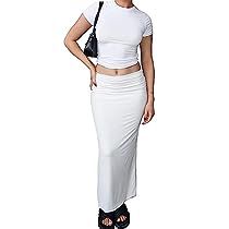 Crop Top Skirt Set Two Pieces, Matching Skirt And Top Set High Waist, Walmart Skirt Set, Teo Piece Set Skirt, Matching Skirt And Top Set White, Set Long Skirt And Top, Skirt And Top Two Piece Set, Pencil Skirt Matching Set, Two Pieces Skirts