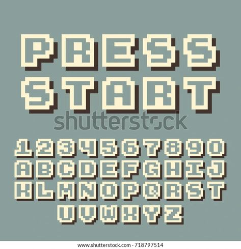 8 Bit Lettering, 8 Bit Font, Pixel Poster Design Graphics, Game Font Design, Pixel Art Font, Lettering Shadow, Pixel Typography, Pixel Alphabet, Pixel Video Game