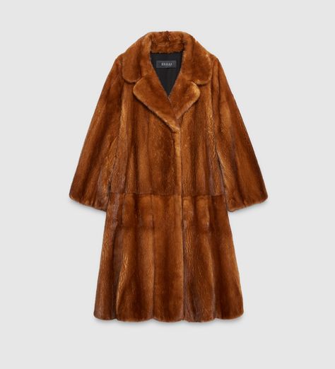 Luxury Brown Gucci Outerwear, Gucci Fur Coat, Gucci Luxury Double-breasted Outerwear, Gucci Single-breasted Wool Outerwear, Mink Fur Coat, Luxury Mink-colored Fur Coat With Faux Fur Lining, Mink Coat, Bird Embroidery, Mink Fur