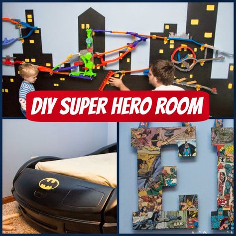 Adorable Super hero themed room filled with Do-it-yourself details! Super Hero Bedroom Ideas, Superhero Bedroom Ideas, Hero Bedroom, Super Hero Room, Batman Room, Bat Mobile, Bedroom Remodel Ideas, Superhero Bedroom, Superhero Room