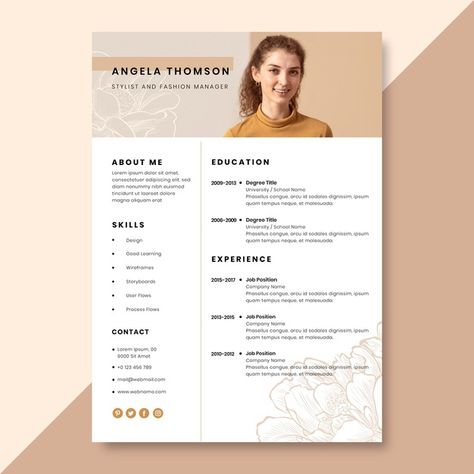 Hand-drawn realistic fashion resume temp... | Free Vector #Freepik #freevector #fashion #hand-drawn #resume #cv Fashion Designer Resume Template, Fashion Designer Cv Creative Resume, Resume For Fashion Designer, Fashion Design Resume, Cv Fashion Designer, Fashion Designer Resume, Layout Cv, Fashion Cv, Graphic Designer Resume