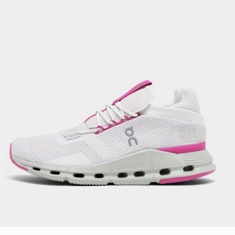 BARBIE PINK ON CLOUD CLOUDNOVAS | SIZE 9 On Cloud Shoes Pink, Pink On Cloud Shoes, Cute Running Shoes, On Cloud Shoes, Heel Collection, Pink Tennis Shoes, Dream Wishlist, Bday List, Bday Gifts