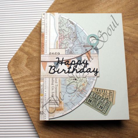 Birthday Card Travel Theme, Travel Birthday Cards, Travel Cards Handmade, Wings Card, Mens Birthday, Travel Collage, Travel Card, 18th Birthday Cards, Birthday Travel