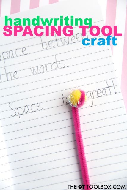 Use pipe cleaners and craft items to make a handwriting spacing tool that kids can use to improve spacing between letters and words when writing. #handwriting #craftsforkids #spatialawareness #theottoolbox #occupationaltherapy Learn Handwriting, Handwriting Activities, Spatial Awareness, Handwriting Analysis, Improve Your Handwriting, Improve Handwriting, Nice Handwriting, Writing Tasks, Pipe Cleaners