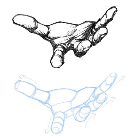 Hand Reaching Out Perspective, Person Reaching Hand Out Reference, Hand Reach Out Reference, Hand Perspective Pose, How To Sketch A Hand, Hand Front View Reference, Beckoning Hand Reference, Hand Out Drawing, Hand Drawing Guide