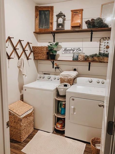 Laundy Room, House Laundry Room, Mobile Home Makeover, Small Laundry Room Makeover, Dream Laundry Room, Laundry Room Renovation, Farmhouse Laundry, Farmhouse Laundry Room, Basement Makeover