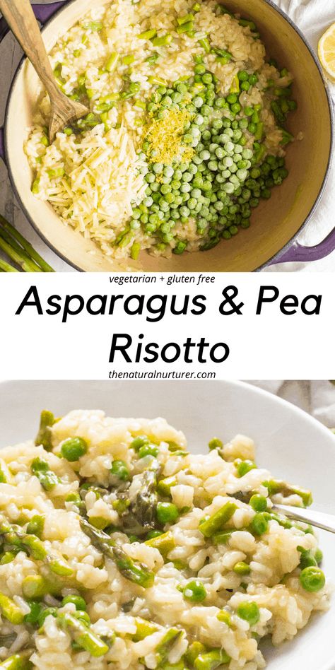 Slow Cooker Asparagus, Risotto Recipes Vegetarian, Veggie Risotto, Vegetarian Risotto, Pea Risotto, Asparagus Risotto, Vegetable Risotto, Pea Recipes, Vegetarian Recipe