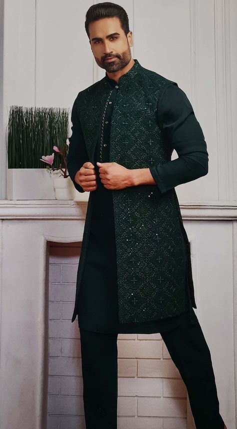 Long Nehru Jacket For Men, India Wedding Dress, Indo Western Dress For Men, Churidar Pajama, Indian Wedding Suits Men, Indian Wedding Clothes For Men, Nehru Jacket For Men, Wedding Kurta, Boys Kurta Design