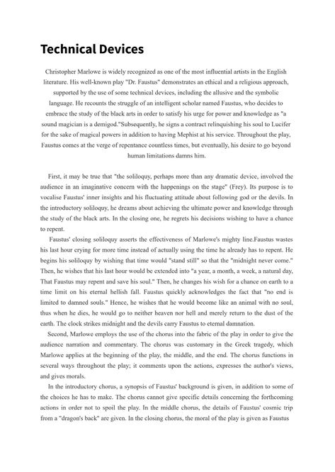 SOLUTION: Technical Devices in Dr. Faustus (drama) (play) by Christopher Marlowe - (Essay) write an ecademic essay on the major literary devices used in the play and their significance - Studypool Dr Faustus, Doctor Faustus, Literature Notes, English Literature Notes, Honor Code, Christopher Marlowe, Reading Tutoring, Science Writing, Literary Devices