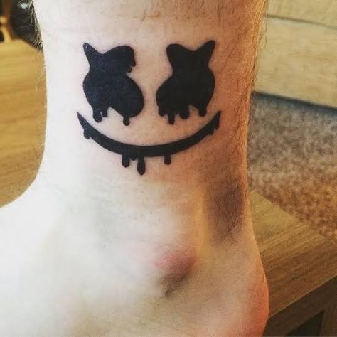 Marshmello Tattoo, Edm Tattoo, Cooking Tattoo, Dj Tattoo, Marshmallow Face, Marshmello Dj, Watercolor Tattoo Flower, Music Tattoo Designs, Cat Tattoo Designs