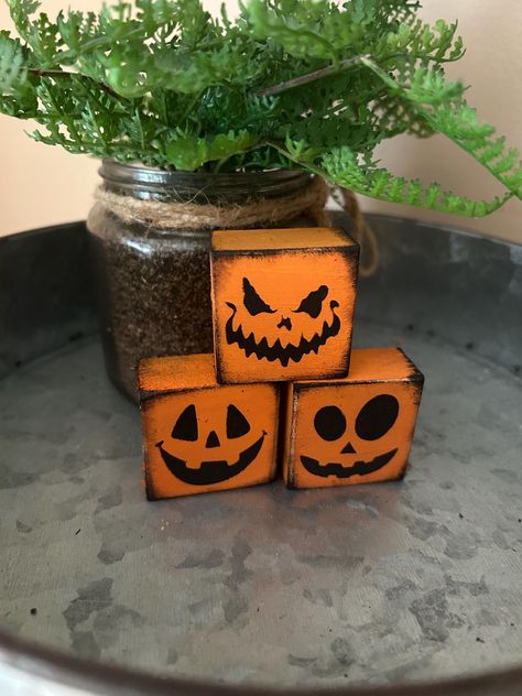 Jack O Lantern Faces, Spooky Style, Craft Wood, Pumpkin Jack, Flat Surface, Tiered Tray, Wood Decor, Jack O Lantern, Tray Decor