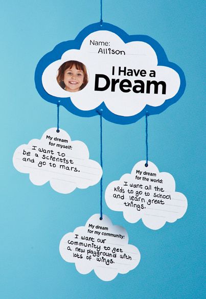 Dream Mobile, inspired by Martin Luther King Jr. Mlk Crafts, Preschool January, Mlk Activities, Martin Luther King Activities, Martin Luther King Jr Activities, Mlk Jr Day, Prek Ideas, Camp Activities, Children Activities