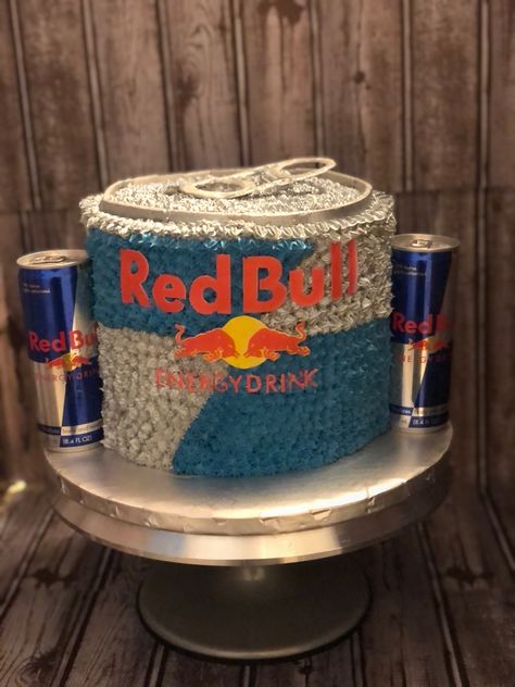 Redbull Cake Ideas, Red Bull Cake Ideas, Redbull Cake, Merengue Frosting, Red Bull Cake, Red Bull Aesthetic, Bull Cake, 40th Birthday Cakes For Men, Red Bull Drinks