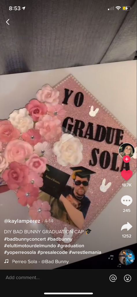 Bad Bunny Grad Cap, Puerto Rican Graduation Cap Ideas, Graduation Cap Designs Spanish Quotes, Senior Cap Ideas Spanish, Bad Bunny Graduation Cap Ideas, Graduation Cap Designs Bad Bunny, Bad Bunny Graduation Cap, Bye Me Fui Graduation Cap, Cap Decoration Graduation In Spanish