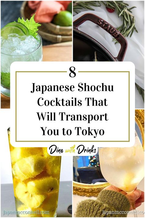 Collage of 4 japanese shochu cocktails. Shochu Cocktail Recipe, Japanese Cocktails Recipes, Shochu Cocktail, Japanese Cocktails, Cocktails At Home, Lemon Cocktail, Shochu, Trip To Japan, Sushi Bar