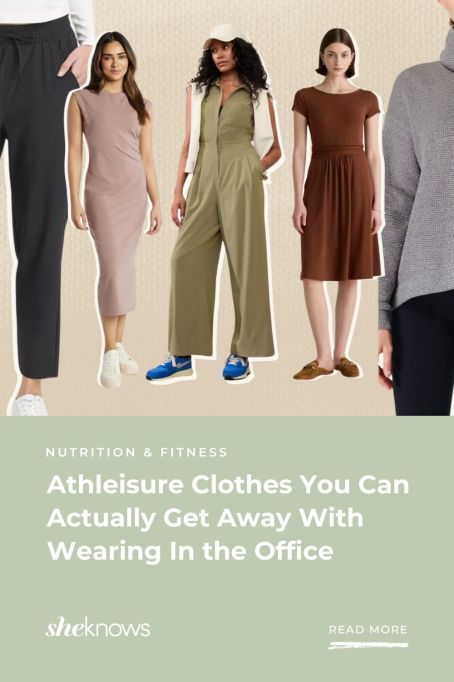 Office-Appropriate Athleisure Athletic Wear For Work, Athletic Office Outfits, Athleta Work Outfits, Ruched Waist Dress, Wide Leg Yoga Pants, Work Uniforms, Perfect Pant, Square Neck Dress, Dress Images