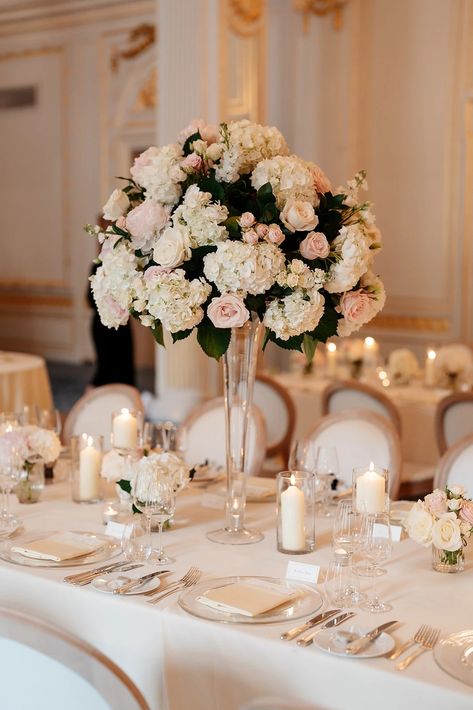 Your Wedding Stories - An Elegant London wedding  Pink and Ivory wedding | Pink and ivory elegant wedding | Luxury wedding flowers | Luxury wedding planner | Traditional wedding | London wedding | Wedding at mandarin Oriental hotel Hyde park | wedding tablescape | tall wedding centrepieces | london wedding florist | elegant pastel wedding flowers | blush pink wedding  Photographer Ami Robertson Photography  Flowers by Eve White And Blush Wedding Flowers Centerpieces, Blush Pink Table Decor, White And Light Pink Wedding, Pale Pink Wedding Theme, Pink Wedding Floral Arrangements, Wedding Flowers Pink And White, Wedding Flowers Blush Pink, Pastel Wedding Table, Blush Wedding Flowers Centerpiece