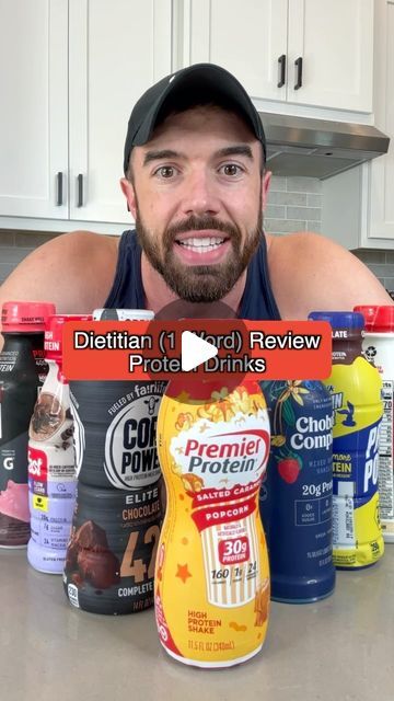 Josh New on Instagram: "Dietitian one word review protein drinks⁣ ⁣ Muscle Milk Strawberry- Tastes like cough medicine. Nothing else to say here ¯\_(ツ)_/¯⁣ ⁣ Nesquick Chocolate- Had high hopes but it’s extremely high in sugar and still didn’t taste good. Not a fan.⁣ ⁣ Chobani Complete- Phenomenal ingredients. It’s just Greek yogurt and high in protein. Great for the gut.⁣ ⁣ Premier Protein Popcorn- Great macros but tasted like butter gone bad.⁣ ⁣ Lean Body Cookies N’ Cream- Great macros and was definitely thick with all the fiber. Flavor was a little whack.⁣ ⁣ Core Power Elite Chocolate- Big Core Power guy. It’s just milk. No protein added and the flavor is unrivaled and has been for quite some time now.⁣ ⁣ Slim Fast Rich Chocolate- Surprised they’re still around. The macros are meh, and t Cookies And Cream Premier Protein Shake, Protein Coffee With Premier Protein, Fairlife Core Power Recipes, Premier Protein Drink Recipes, Muscle Milk Recipes, Quest Protein Shake Recipes, Core Power Protein Shake Recipe, Cafe Latte Premier Protein Recipes, Premier Protein Coffee Recipes