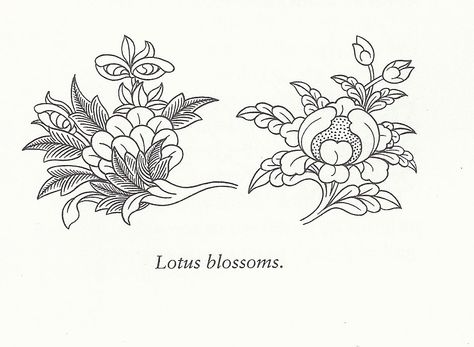 Lotus Blossoms- so perfect.  Robert Beer's Illustrations from his Encyclopedia and Handbook of Tibetan Symbols and Motifs. Tibetan Flower Tattoo, Tibetan Art Pattern Design, Tibetan Illustration, Tibetan Art Symbols, Tibetan Ornamental Design, Tibetan Mandala Tattoo, Tibetan Lotus Tattoo, Tibetan Lotus, Tibetan Tattoo