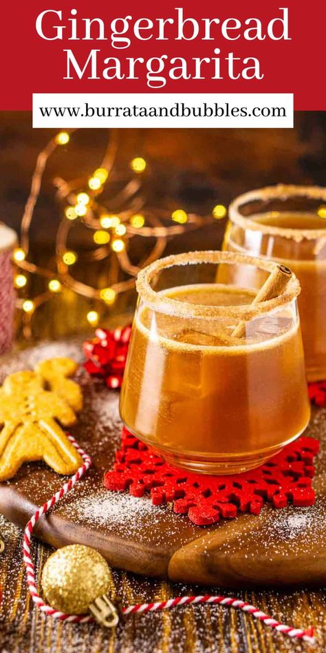 Gingerbread Cocktail Holiday Drinks, Gingerbread Margarita, Signature Christmas Cocktail, Holiday Margaritas, Christmas Margarita, Restaurant Cocktails, Best Christmas Cocktails, Bubble Recipe, Homemade Gingerbread