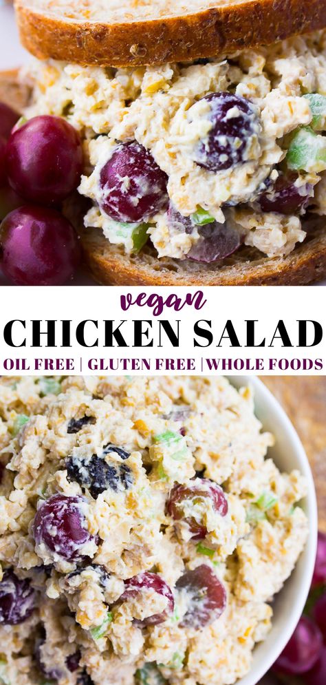 Vegan Chicken Salad, Vegan Chicken, Salad Pasta, Vegan Lunches, Cake Vegan, Easy Summer Meals, Oil Free Vegan, Vegan Sandwich, Food Ingredients