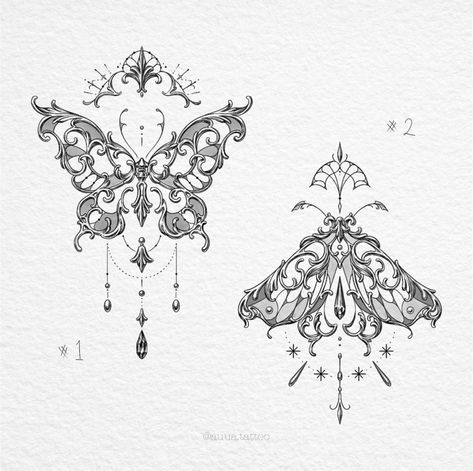 Motifs Art Nouveau, Filigree Tattoo, Kawaii Tattoo, Cute Tiny Tattoos, Tattoo Portfolio, Tattoo Style Drawings, Spine Tattoos, Best Tattoo Designs, Black Ink Tattoos