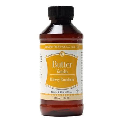 Butter Vanilla, Bakery Emulsion 4  oz. Lorann Oils, Sweet Dough, Pumpkin Roll, Pet Plastic Bottles, Flavored Oils, Flavored Water, Candy Making, No Bake Treats, New Flavour