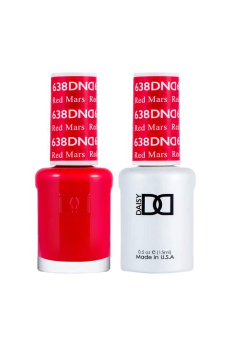 DND 638 Red Mars Gel &amp; Matching Polish Set - DND Gel &amp; Lacquer Dnd Red, Dnd Polish, Nails Stronger, Dnd Gel Nail Polish, Dnd Nail Polish, Red Mars, Luminous Nails, Dnd Gel Polish, Daisy Nails