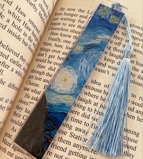 Van Gogh Bookmarks, Starry Night Bookmark, Resin Bookmark Ideas, Van Gogh Gifts, Bookmarks Diy, Handmade Bookmarks Diy, New Project Ideas, Vincent Van Gogh Paintings, Paper Bookmarks